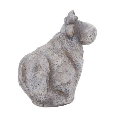 Image showing  Grey Polystone Country Cow Garden Sculpture, 14 in. x 13 in. x 7 in.