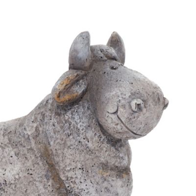 Image showing  Grey Polystone Country Cow Garden Sculpture, 14 in. x 13 in. x 7 in.