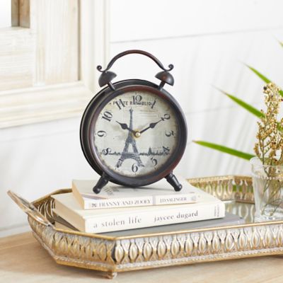 Harper & Willow Vintage Black Metal Clock, 9 in. x 6 in. x 3 in.