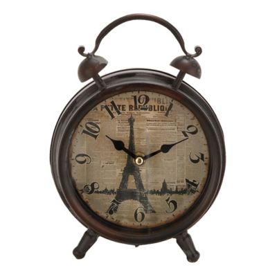 Image showing  Vintage Metal Clock, 9 in. x 6 in. x 3 in., Black