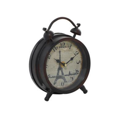 Image showing  Vintage Metal Clock, 9 in. x 6 in. x 3 in., Black