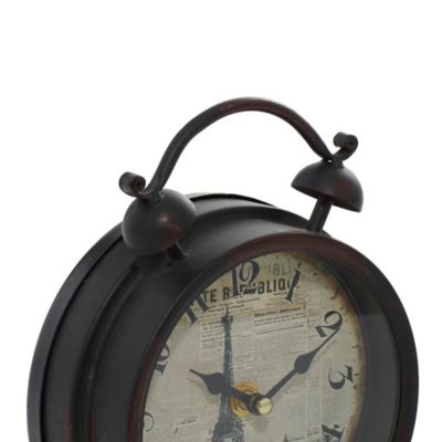 Image showing  Vintage Metal Clock, 9 in. x 6 in. x 3 in., Black