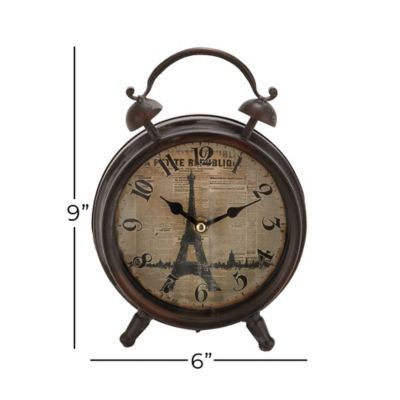 Image showing 5 th Harper & Willow Vintage Metal Clock, 9 in. x 6 in. x 3 in., Black