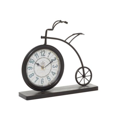 Image showing  Vintage Style Brown Metal Penny-Farthing Clock, 12 in. x 13 in. x 2 in.