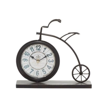 Image showing  Vintage Style Brown Metal Penny-Farthing Clock, 12 in. x 13 in. x 2 in.