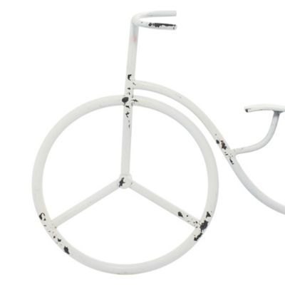 Image showing  White Metal Farmhouse Clock, 8" x 15" x 4"