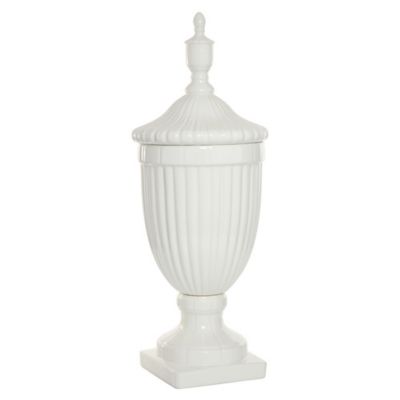 Image showing  26 in. White Ceramic Decorative Jar with Lid