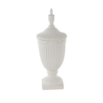 Image showing  26 in. White Ceramic Decorative Jar with Lid