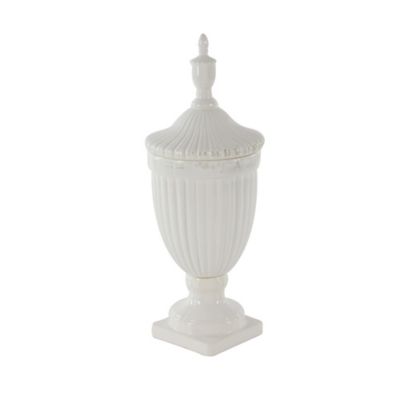 Image showing  26 in. White Ceramic Decorative Jar with Lid
