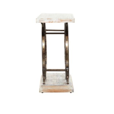 Image showing  White Metal and Wood Rustic Console Table, 38 in. x 14 in. x 28 in.