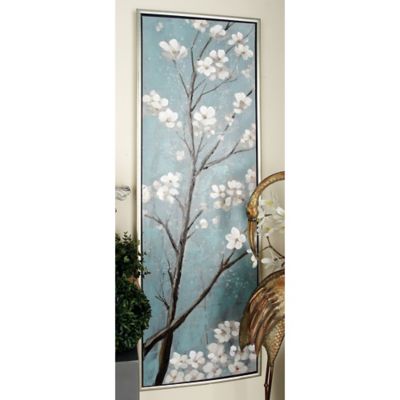 Harper & Willow Aquamarine Wood Traditional Floral Wall Art, 20 in. x 59 in., 2 pc.
