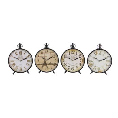 Image showing  Black Metal Ring Top Clock Set of 4 12"H, 9"W