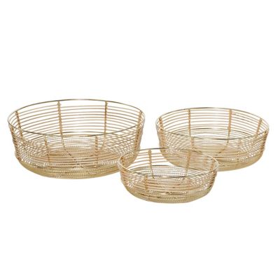 Image showing  Gold Metal Contemporary Decorative Bowls, 9 in., 11 in., 13 in., 3 pk.
