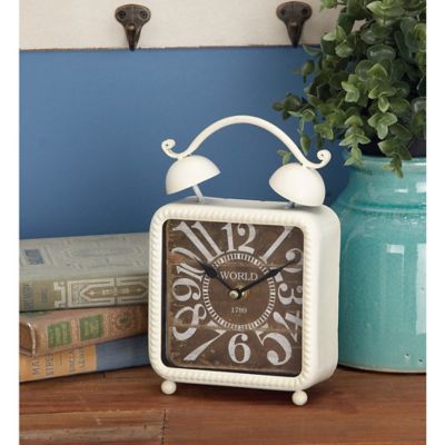 Harper & Willow Black Glass and Metal Vintage Clock, 9 in. x 6 in. x 3 in.