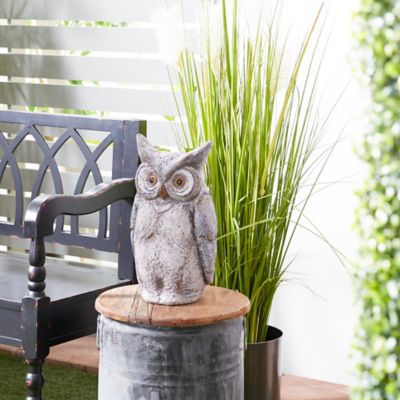 Harper & Willow Grey Polystone Country Owl Garden Sculpture, 17 In. X 9 In. X 7 In.