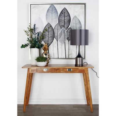 Harper & Willow 2-Drawer Brown Wood Console Table with Silver Pull Handles, 45 in. x 16 in. x 29 in.