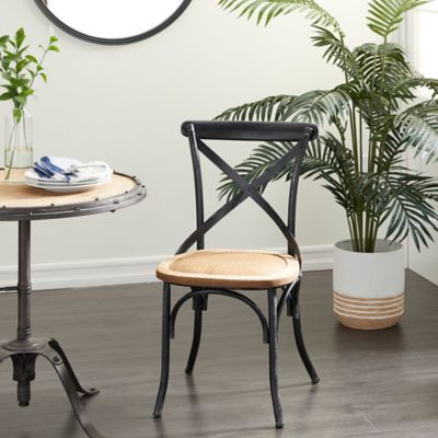 Harper Willow Black Metal Dining Chairs with Brown Wood Seat 20