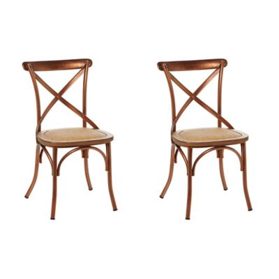 Image showing  Wood and Metal Dining Chairs, 20 in. x 35 in., Black/Brown, 2-Pack