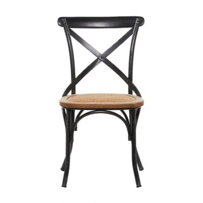 Image showing  Wood and Metal Dining Chairs, 20 in. x 35 in., Black/Brown, 2-Pack