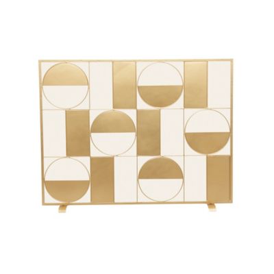 Image showing  32 in. x 40 in. x 6 in. Contemporary Metal Fireplace Screen, Gold