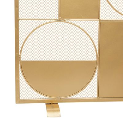 Image showing  32 in. x 40 in. x 6 in. Contemporary Metal Fireplace Screen, Gold