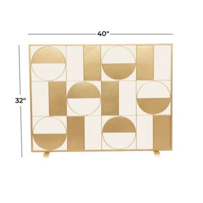 Image showing  32 in. x 40 in. x 6 in. Contemporary Metal Fireplace Screen, Gold