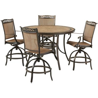 Hanover 5 pc. Fontana High-Dining Set, Includes 4 Counter-Height Swivel Chairs and 56 in. Tile-Top Table