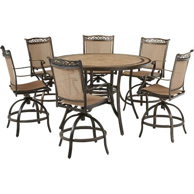 Hanover 7 pc. Fontana High-Dining Set, Includes 6 Counter-Height Swivel Chairs and 56 in. Tile-Top Table