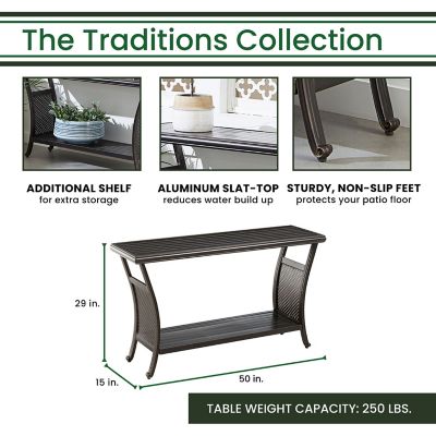 Image showing  Traditions 50-in. Slat-top Outdoor Console Table