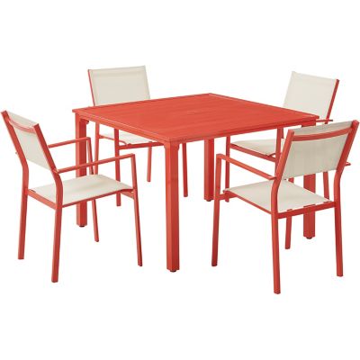 Mod Furniture 5 pc. Luna Patio Dining Set, Includes 4 Sling Dining Chairs and 41 in. Slat Dining Table