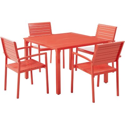 Mod Furniture 5 pc. Luna Patio Dining Set, Includes 4 Slat Dining Chairs and 41 in. Slat Dining Table
