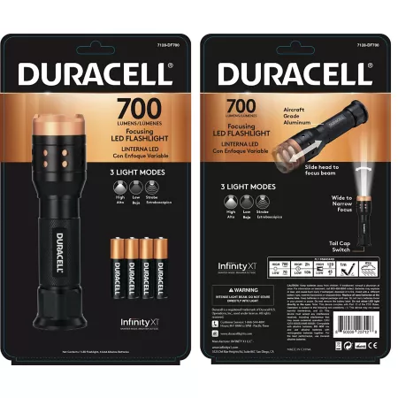 Duracell 700 lumens aluminum focus flashlight ultra-lightweight easy-to-carry design with 3 modes Flashlights