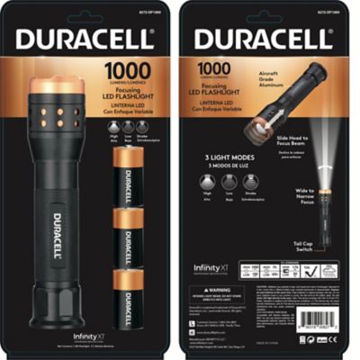 Duracell 1,000 Lumen Aluminum Focusing Flashlight f - Ultra-Light and Easy to Carry Design with 3 Modes