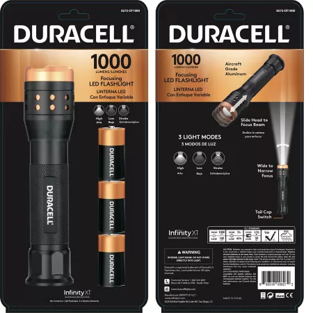 Duracell 1 000 lumens aluminum focus flashlight ultra-lightweight easy-to-carry design with 3 modes Flashlights