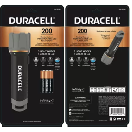 Duracell 200 Lumens Floating LED Flashlight for Camping Fishing and Emergency Use Water Resistant Design 4 Modes Flashlights