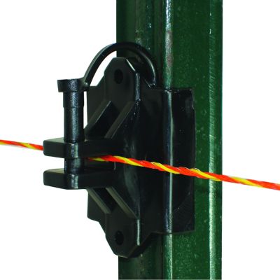 Image showing  T-Post Wood Pinlock Insulators, Black, 25-Pack