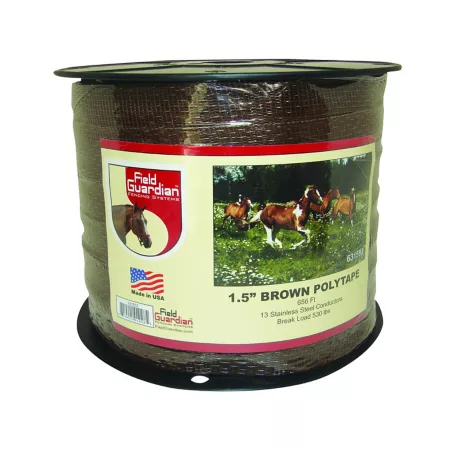 Field Guardian 656 ft x 575 lb Polytape Electric Fence 1.5 in Wide Brown Electric Fence Wire & Tape