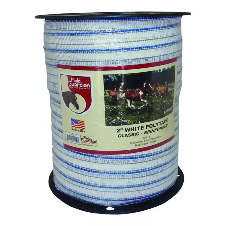 Field Guardian Classic Reinforced Polycord Electric Fence 656 ft x 1 045 lb 2 in Wide White Electric Fence Wire & Tape