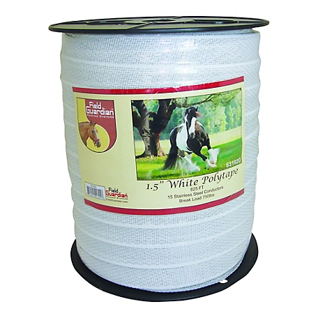 Field Guardian 825 ft x 900 lb. Reinforced Polytape Electric Fencing, 1.5 in. W, White