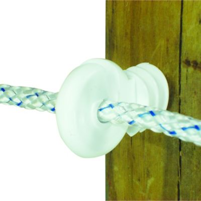 Field Guardian Wood Post Screw-In Ring Electric Fence Insulators, White, Polyrope, 25-Pack