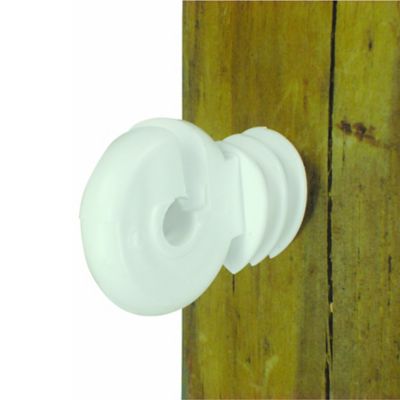 Image showing  Wood Post Screw-In Ring Electric Fence Insulators for Polyrope, White, 25-Pack