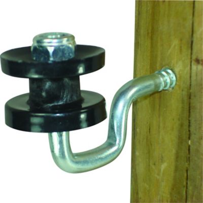 Image showing  Wood Post Screw-In Corner Electric Fence Insulators for Polyrope, Black, 4-Pack