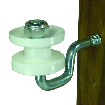 Image showing  Wood Post Screw-In Corner Electric Fence Insulators for Polyrope, White, 4 pk.