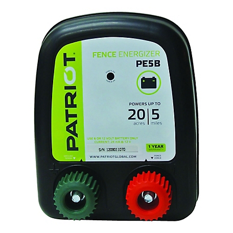 Patriot PE5B Battery Fence Energizer, 0.20 Joule