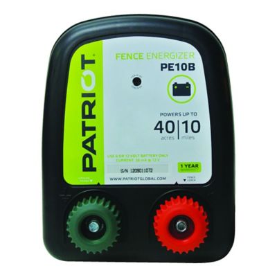 Patriot PE10B Battery-Powered Fence Energizer, 0.30 Joule