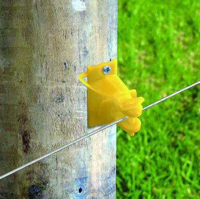 Image showing  Wood Post Pinlock Insulators, Yellow, 25-Pack