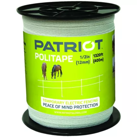 Patriot Electric Fence 1 320 ft x 175 lb Polytape 1/2 in Width White Electric Fence Wire & Tape