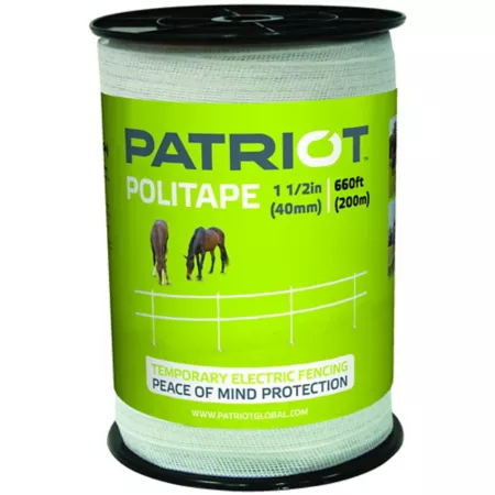 Patriot Electric Fence 660 ft x 400 lb Polytape 1-1/2 in Width White Electric Fence Wire & Tape