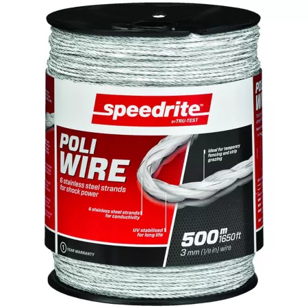 Speedrite Polywire Electric Fence 1 650 ft x 125 lb White Electric Fence Wire & Tape