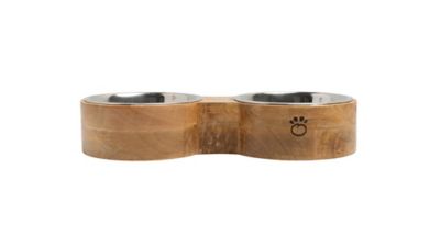 GF Pet Mango Elevated Wood Figure-8 Double Diner Pet Bowl Set